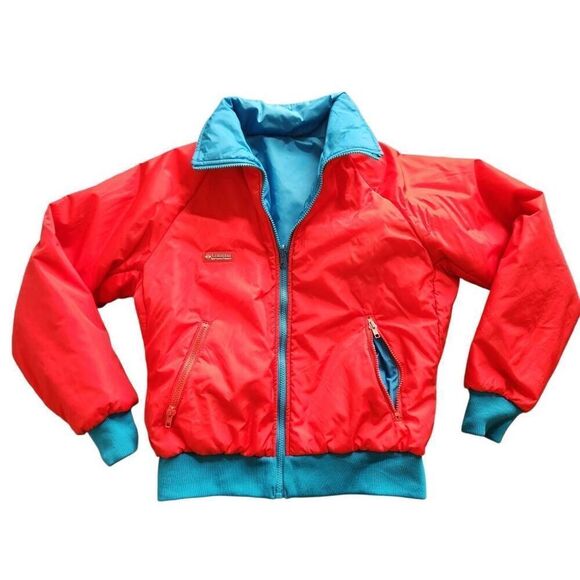 Columbia 90s retro Double layer reversible winter jacket hoodie puffer windbreak - Picture 6 of 13